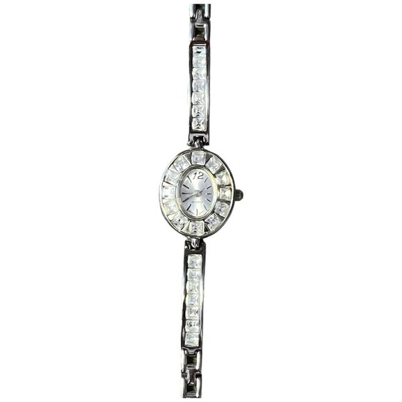 Women's Stainless Steel Quartz Watch With Faux Diamonds Elegant Time Piece - Picture 2 of 9